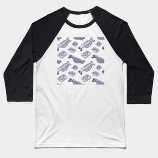 Anomalocaris Animal and Fossils Pattern Baseball T-Shirt